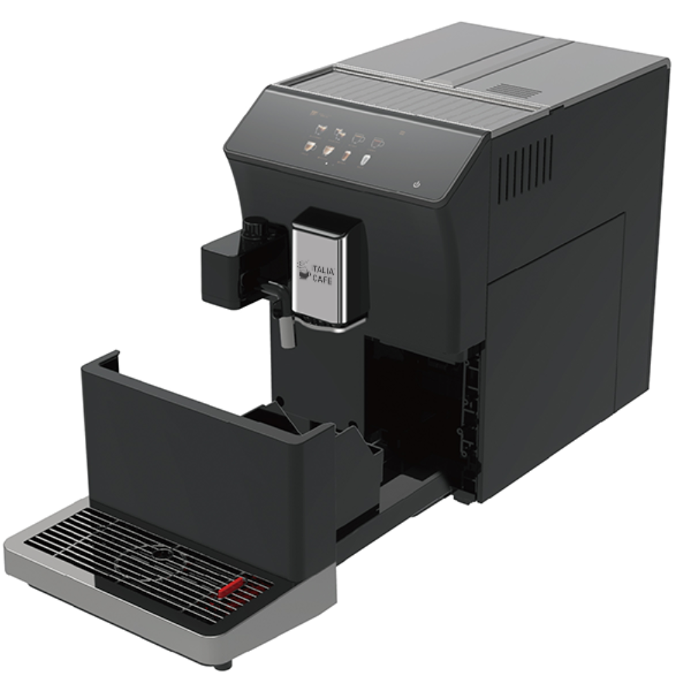 Italia Cafe Coffee Machine with drip tray pulled out.