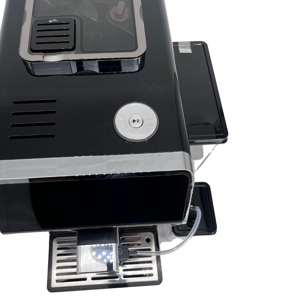 Italia Cafe Automatic Coffee Machine view from the top showing power button and scrolling wheel.