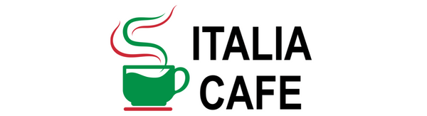 Italia Cafe landscape logo with cup of coffee
