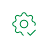 Icon of green settings wheel