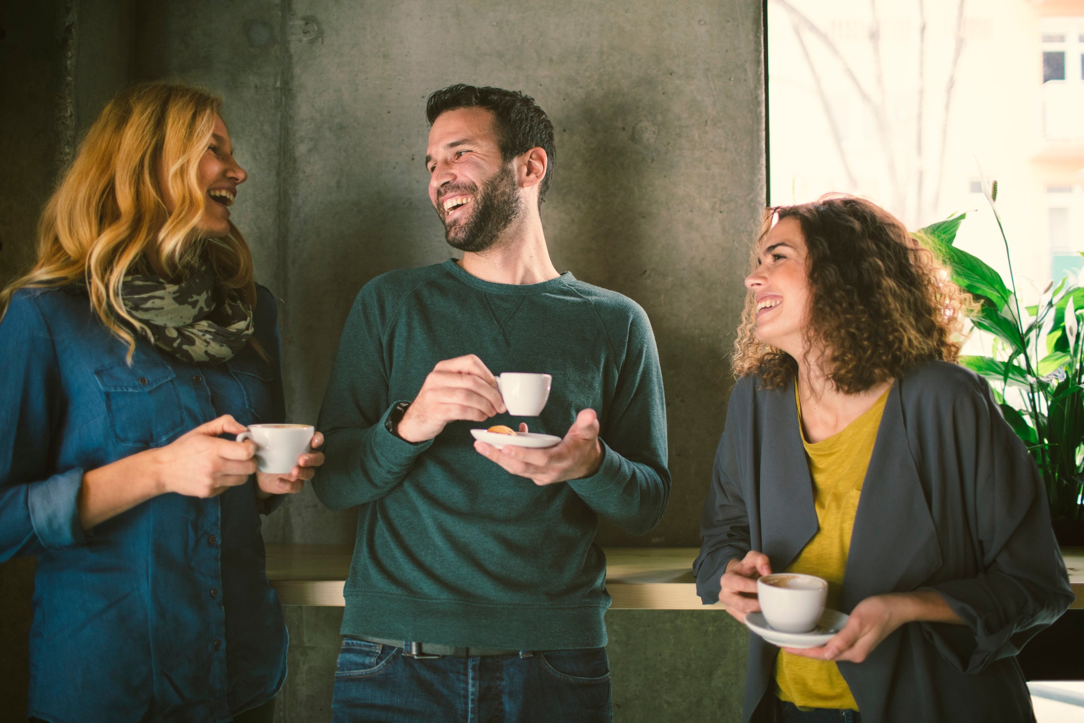 A group of friends enjoying coffee together 